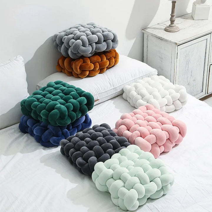 Wohnzimmer Weicher Plüsch Knotenkissen Sofa Kissen Einfarbig Quadratisch Handgewebtes Heimwurfkissen Quadratische Gewebte Sitzkissen Kissen