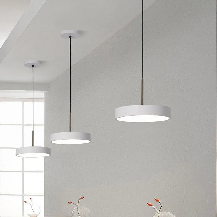 Moderne LED Pendelleuchte – 23/30cm Scheibenhängelampe für Schlafzimmer, Wohnzimmer, Büro und Gang – Dimmbares LED Deckenlicht