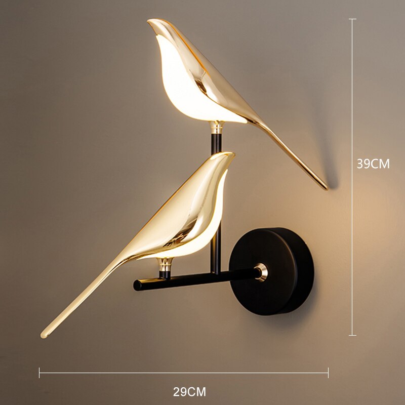 Moderne nordische Wandvogel Lampe
