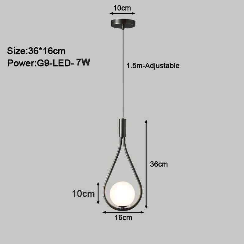 Moderne LED Pendelleuchte – Nordischer Mattglas Ball Kronleuchter mit G9 Glühbirne für Schlafzimmer, Wohnzimmer und Esszimmer