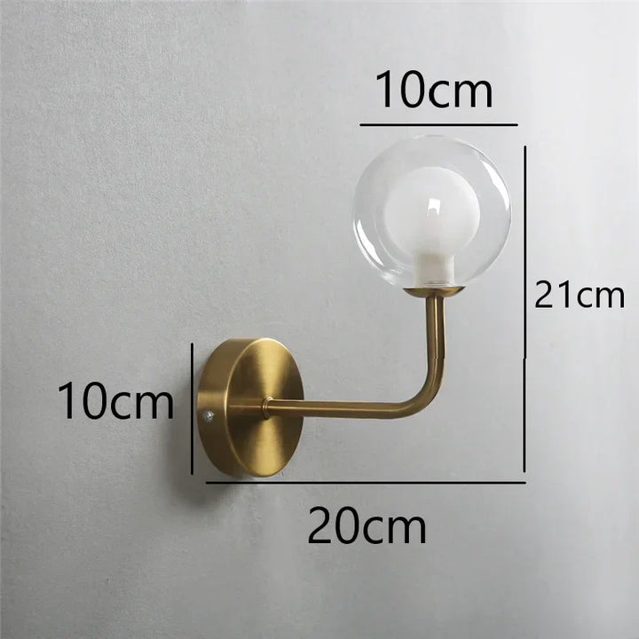Moderne Metall- und Glaskugel-Wandleuchte – Nordic Style Wandbeleuchtung für Wohnzimmer, Schlafzimmer, Gang, Flur und Treppen – AC-betrieben, LED-Birne enthalten