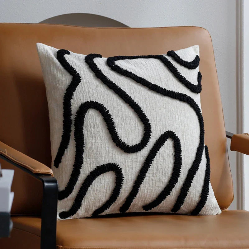 Boho Chenille Kissen mit weichen geometrischen Linien für Sofa und Wohnzimmer