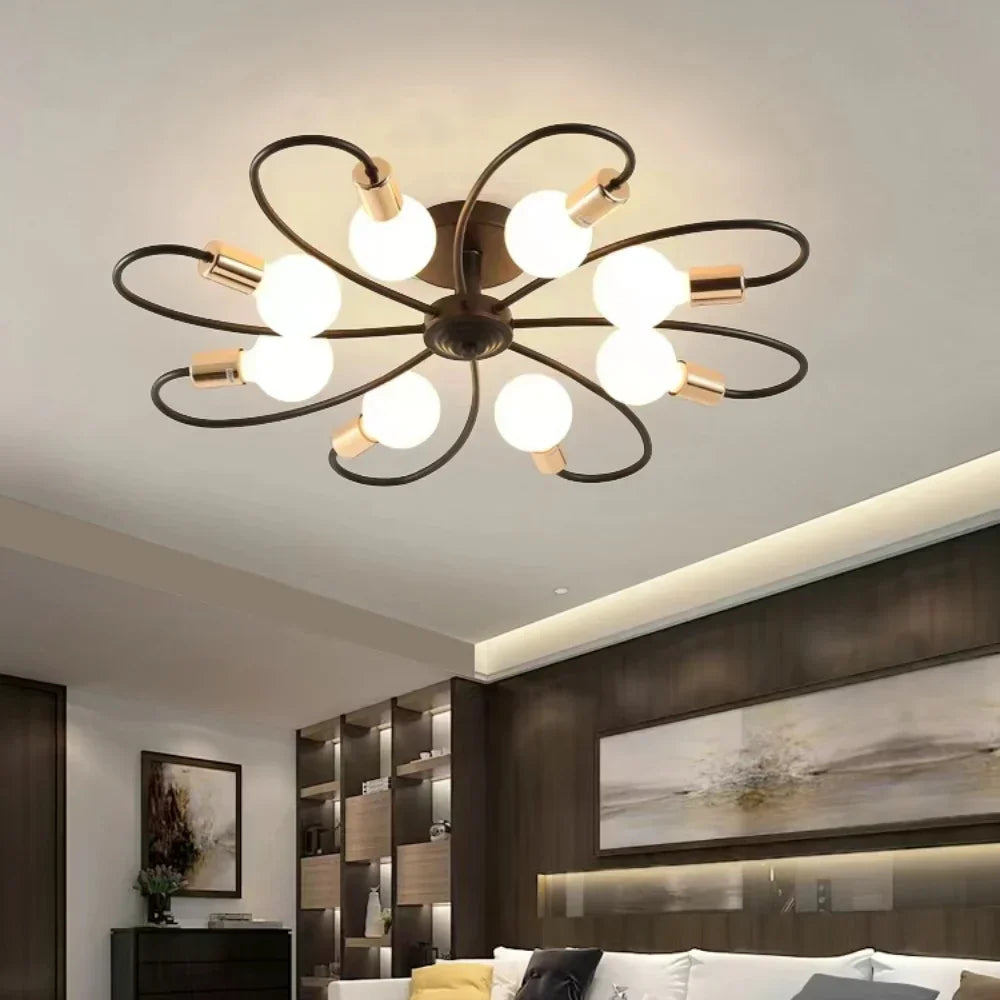 Moderne LED-Deckenlampen - Industrielles Eisen Schwarz/Goldene Nordic Minimalismus
