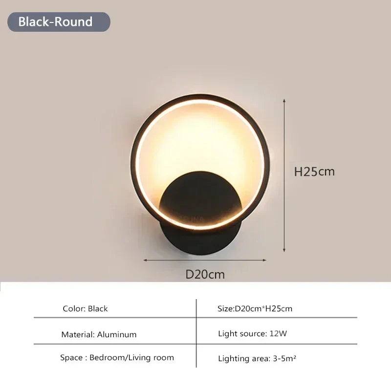 Moderne LED-Wandleuchte – Runde Wandleuchte für Schlafzimmer, Wohnzimmer, Flur und Büro