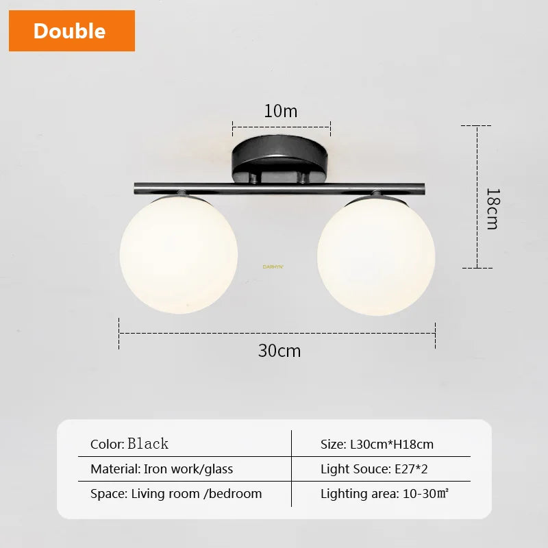 Moderne Nordische LED-Deckenleuchte – Goldene Eisen- und Glaslampe für Flur, Gang, Garderobe, Balkon und Schlafzimmer