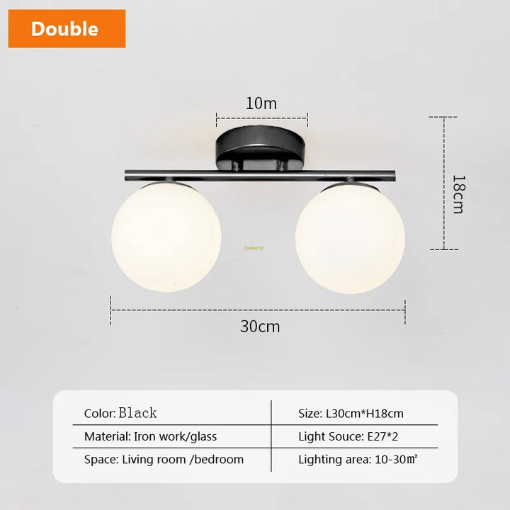 Moderne Nordische LED-Deckenleuchte – Goldene Eisen- und Glaslampe für Flur, Gang, Garderobe, Balkon und Schlafzimmer
