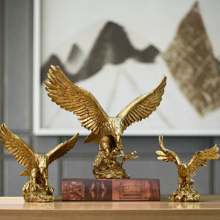 Harz Goldener Adler Statue Kunst Tier Modell Sammlung Ornament Home Büro Schreibtisch Feng Shui Dekor Figuren einfach