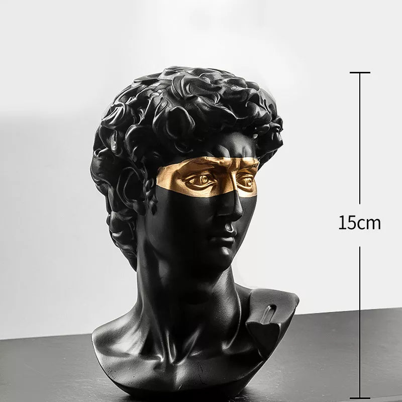 Statuen zur Dekoration, 15 cm, David, Couchtisch, Wohnkultur, Ornamente, Büste eines Zimmers aus Gips, weißem Harz, dekorative Kunstskulptur