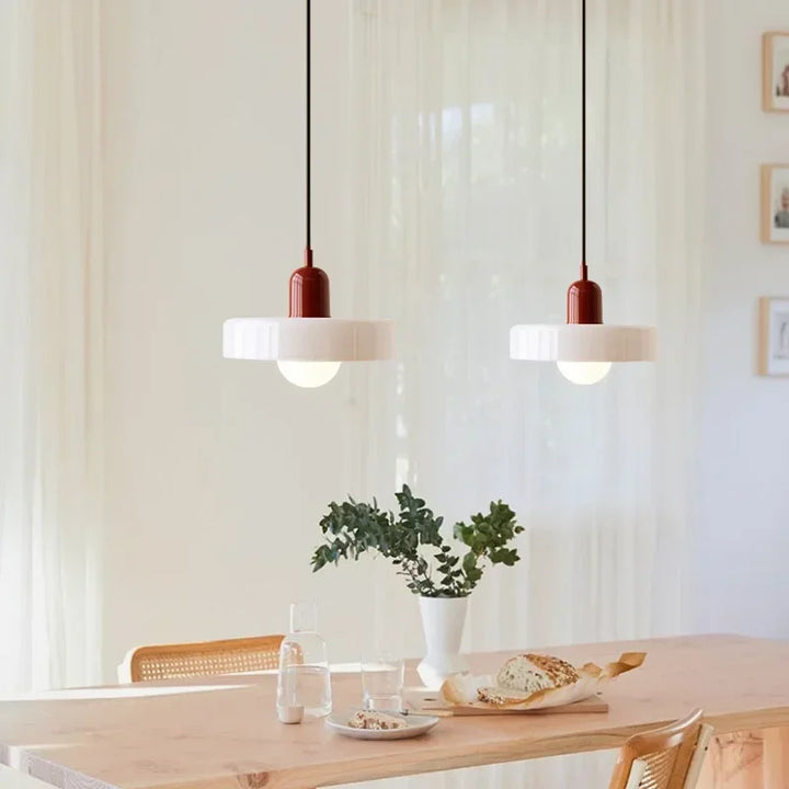 Nordic Glas Pendelleuchte – Moderne LED Hängeleuchte für Wohnzimmer, Schlafzimmer, Esszimmer und Bar, 3 Bonbonfarben