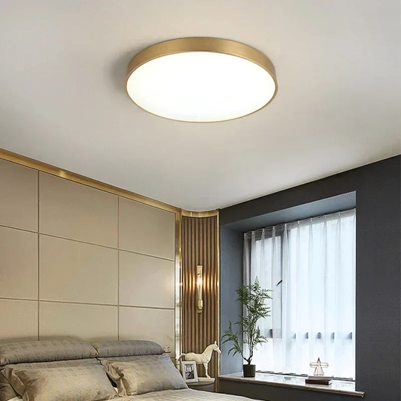 Moderne LED Flur Deckenleuchten - Einfache goldene Rundlampen