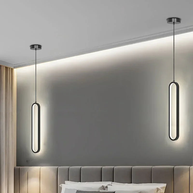 Moderne LED Pendelleuchte – Schwarze und goldene hängende Lampe für Schlafzimmer, Wohnzimmer und Esszimmer – Stilvolle Deckenleuchte für Innenräume