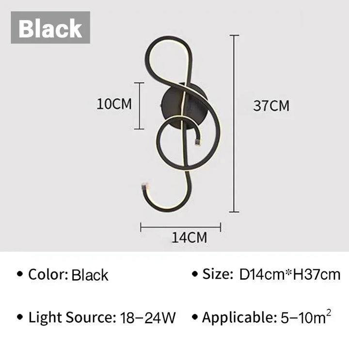 Moderne LED Wandleuchte - Musikalische Note Wandlampe für Schlafzimmer, Wohnzimmer und Büro, Berührung Ein/Aus, Auf- und Abwärts Lichtrichtung, Innenraum Dekoration