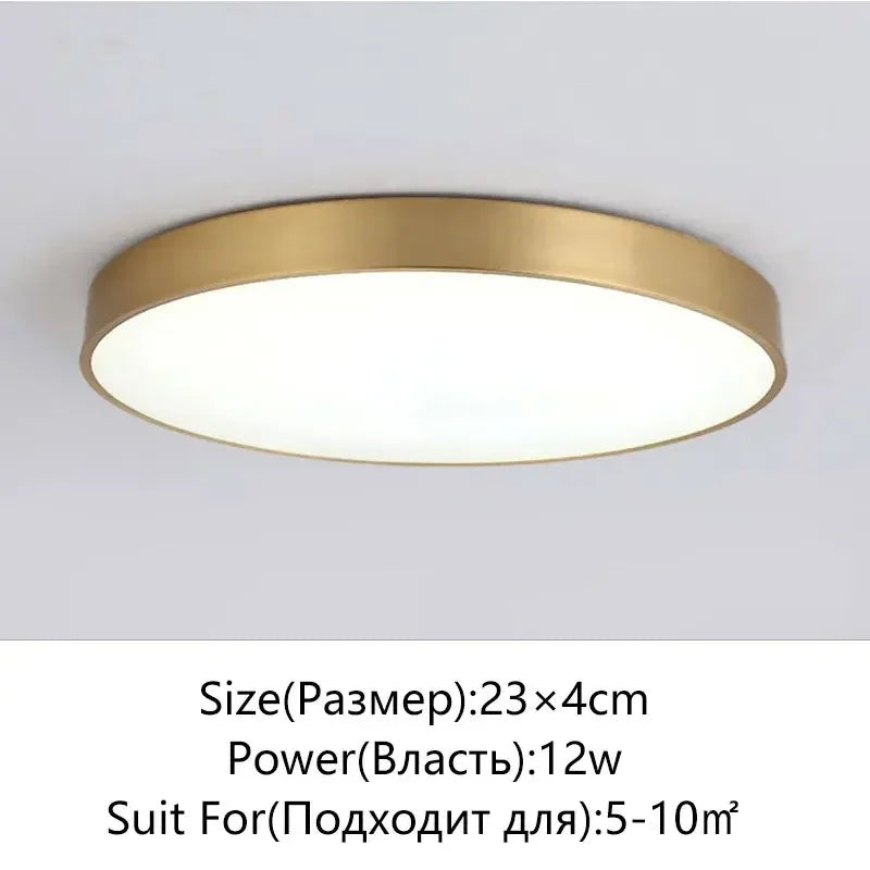 Moderne LED Flur Deckenleuchten - Einfache goldene Rundlampen