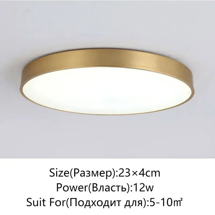 Moderne LED Flur Deckenleuchten - Einfache goldene Rundlampen