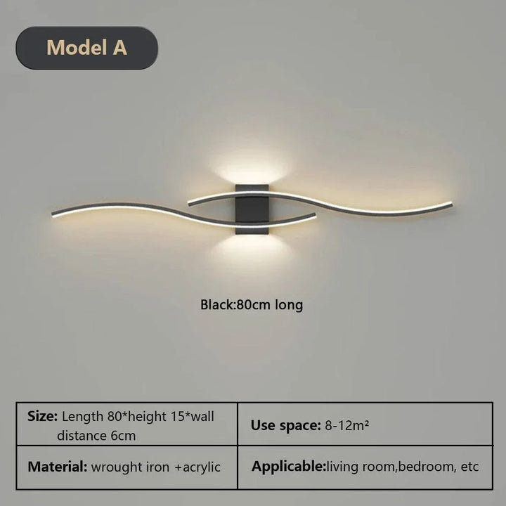 Moderne LED Wandlampe – Schwarze, Weiße und Goldene Wandlicht-Applikation für Wohnraum, Schlafzimmer, Nachttisch und dekorative Beleuchtung