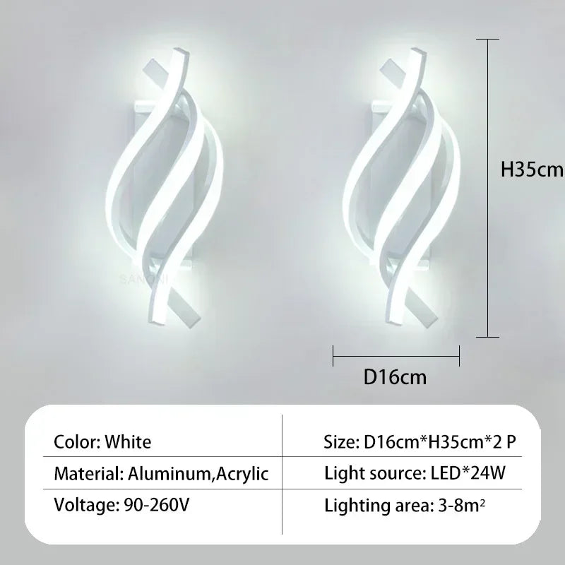 Moderne LED Wandleuchte – Gebogene Spiraldesign Wandleuchte für Wohnzimmer, Schlafzimmer, Flur und Wohnkultur