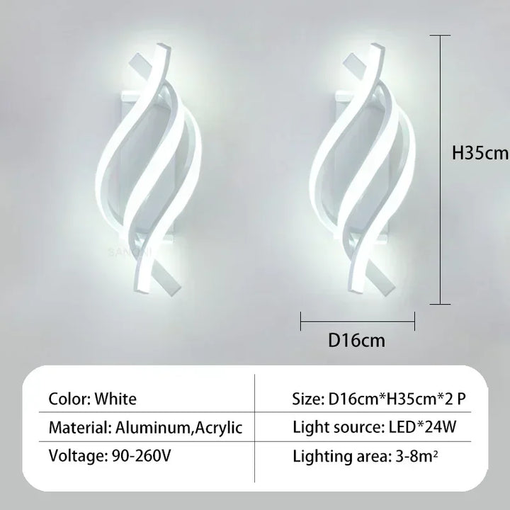 Moderne LED Wandleuchte – Gebogene Spiraldesign Wandleuchte für Wohnzimmer, Schlafzimmer, Flur und Wohnkultur