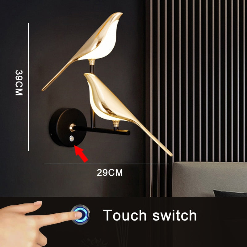 Moderne nordische Wandvogel Lampe