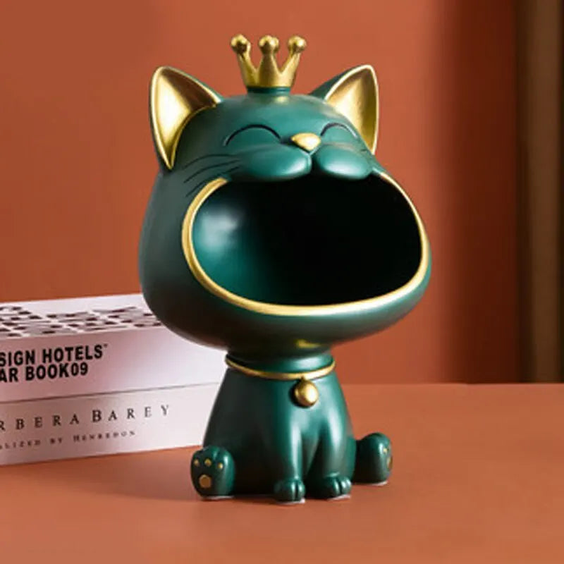 Fortune Crown Big Mouth Cat Eingang Schlüsselhalter Dekoratives Ornament, Leichte Luxus Einweihungsgeschenk Skulptur