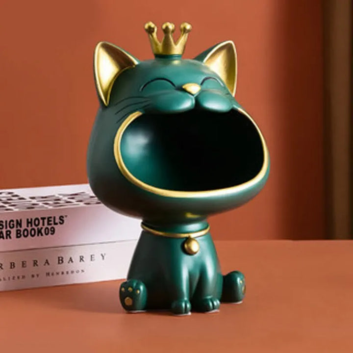 Fortune Crown Big Mouth Cat Eingang Schlüsselhalter Dekoratives Ornament, Leichte Luxus Einweihungsgeschenk Skulptur