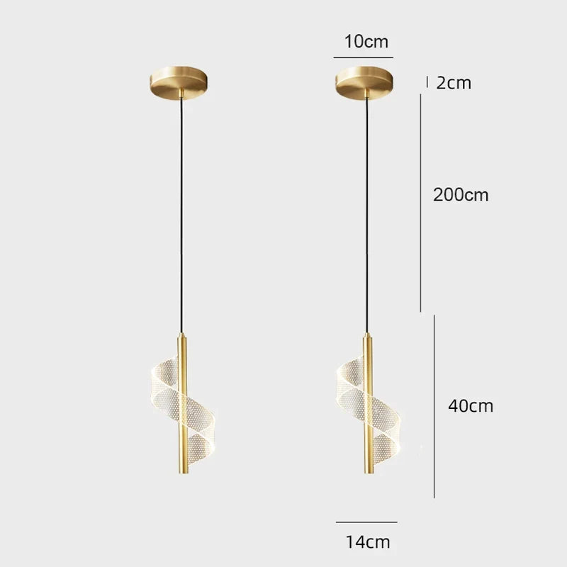 Nordic LED Pendelleuchte – Moderne Hängelampe für Wohnzimmer, Schlafzimmer, Esstisch und Flur – Goldene Acrylschirm, Innenraumdekoration