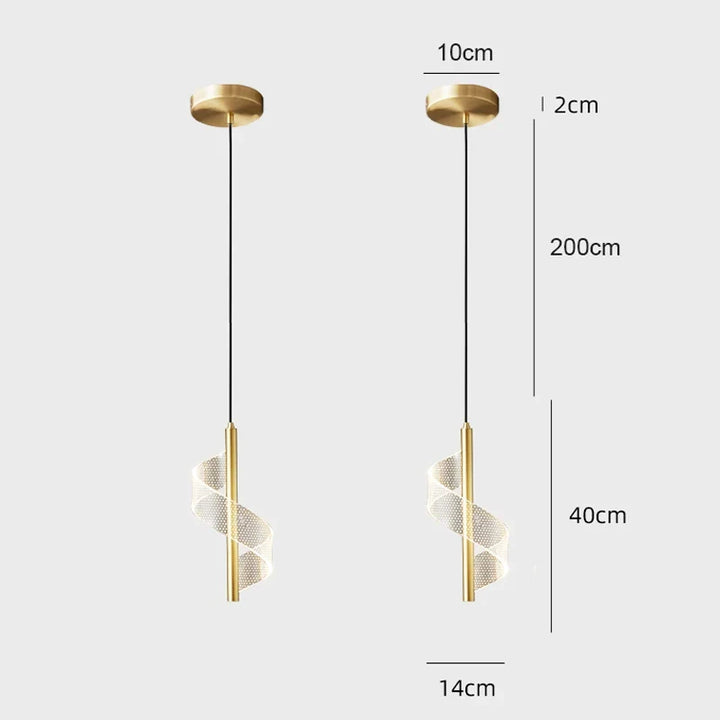 Nordic LED Pendelleuchte – Moderne Hängelampe für Wohnzimmer, Schlafzimmer, Esstisch und Flur – Goldene Acrylschirm, Innenraumdekoration