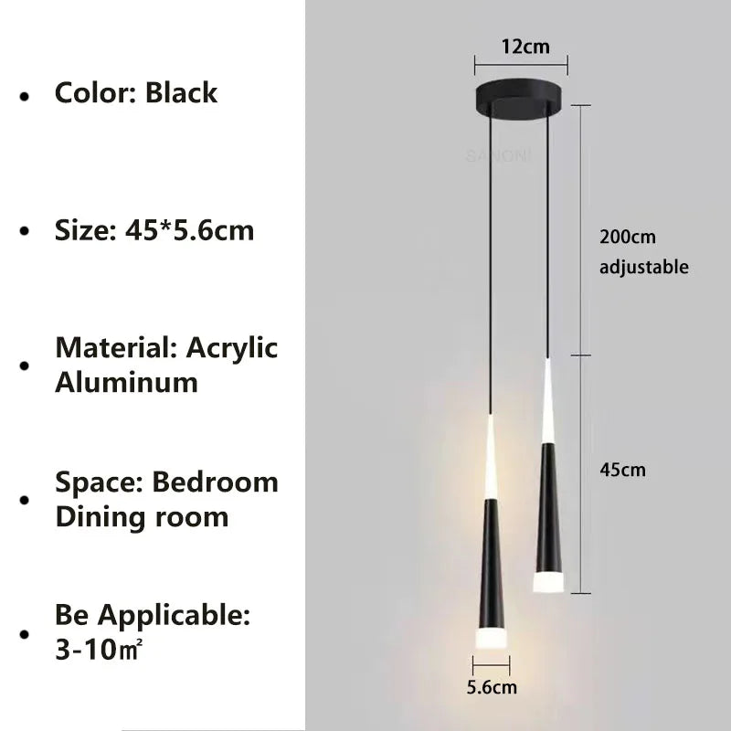 Nordic LED Pendelleuchte – Lange Hängeleuchte für Schlafzimmer, Wohnzimmer, Esszimmer und Arbeitszimmer – Moderne Wohnkultur Lichtobjekt