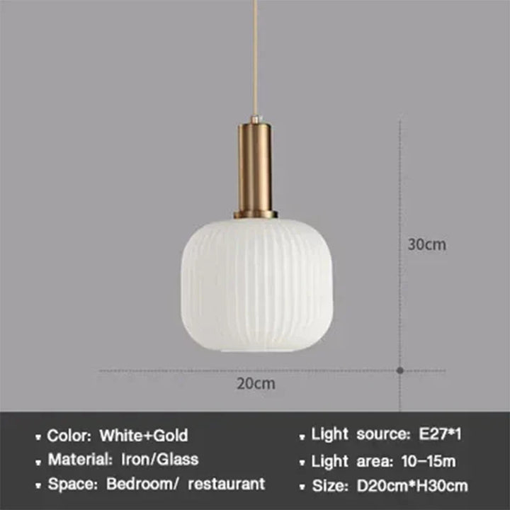 Moderne Nordische Glas Pendelleuchte – Einzelkopf LED Hängeleuchte für Esszimmer, Schlafzimmer, Café und Studium – Weiß, Grün, Cognac & Mehr