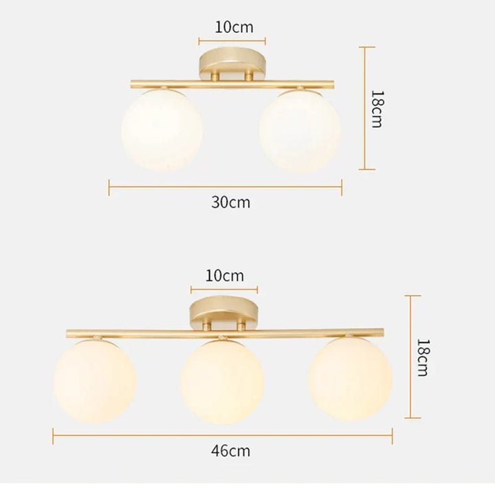 Moderne Nordische LED-Deckenleuchte – Goldene Eisen- und Glaslampe für Flur, Gang, Garderobe, Balkon und Schlafzimmer