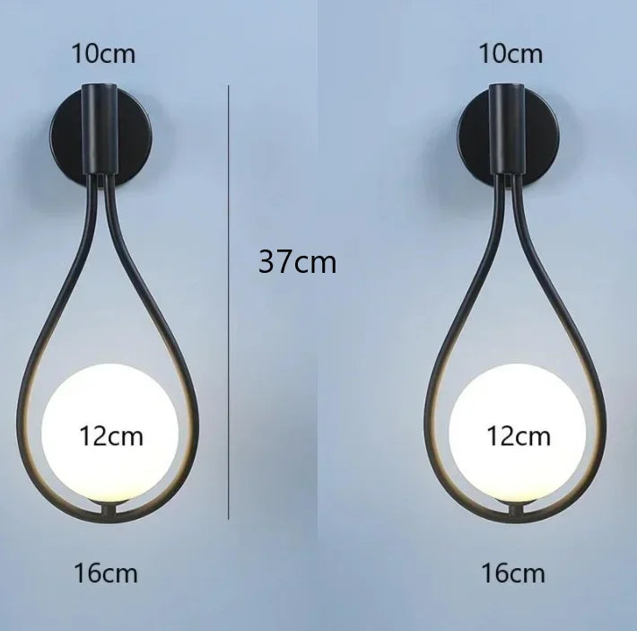 Moderne Metall- und Glaskugel-Wandleuchte – Nordic Style Wandbeleuchtung für Wohnzimmer, Schlafzimmer, Gang, Flur und Treppen – AC-betrieben, LED-Birne enthalten