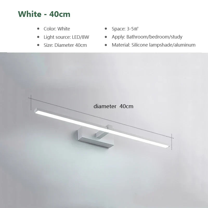 Moderne LED Wandleuchte für das Badezimmer – 3-farbig einstellbare Licht Aluminium LED Spiegel Lampe für Make-up und Baden