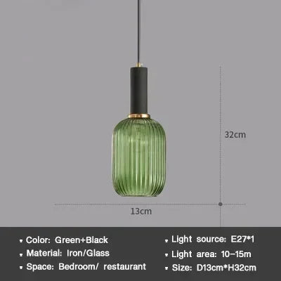 Moderne Nordische Glas Pendelleuchte – Einzelkopf LED Hängeleuchte für Esszimmer, Schlafzimmer, Café und Studium – Weiß, Grün, Cognac & Mehr