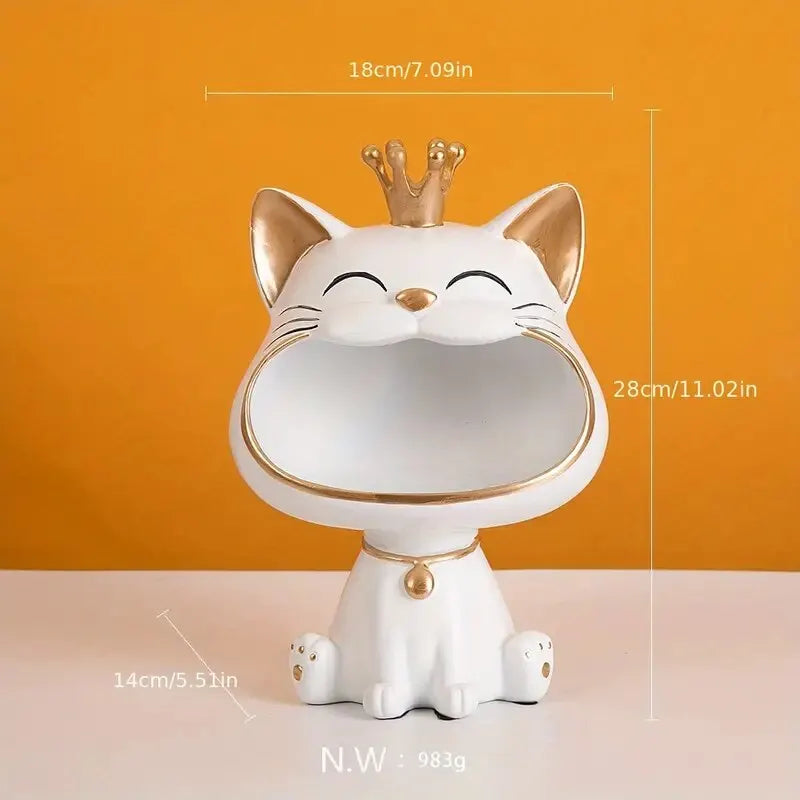 Fortune Crown Big Mouth Cat Eingang Schlüsselhalter Dekoratives Ornament, Leichte Luxus Einweihungsgeschenk Skulptur