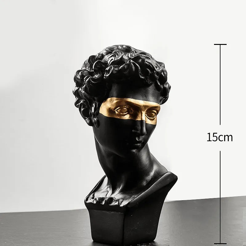 Statuen zur Dekoration, 15 cm, David, Couchtisch, Wohnkultur, Ornamente, Büste eines Zimmers aus Gips, weißem Harz, dekorative Kunstskulptur