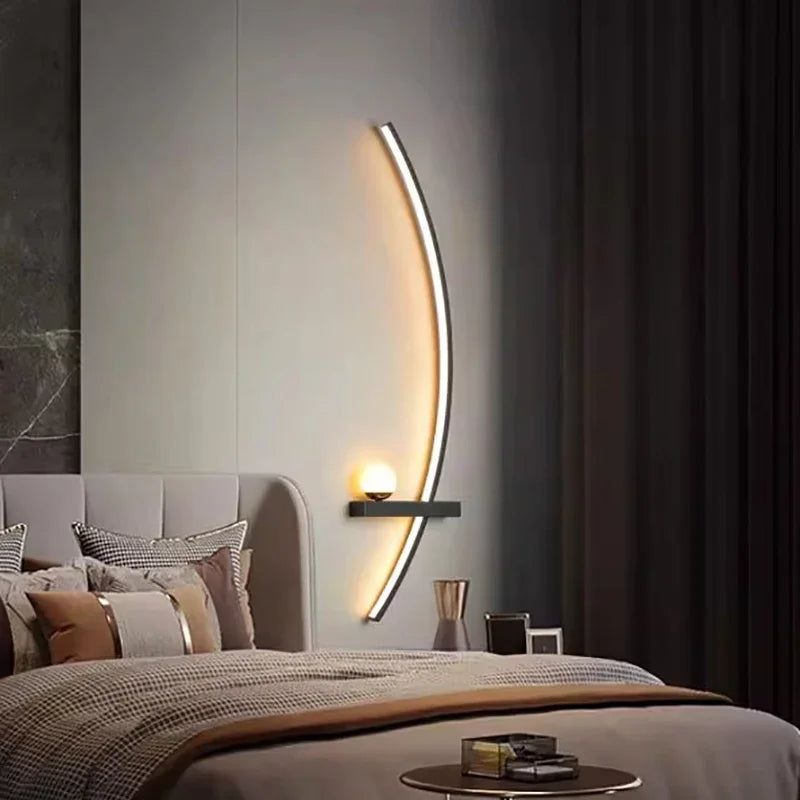 Moderne LED-Wandlampe – Aluminium 53 cm langer Streifenlicht für Schlafzimmer, Wohnzimmer, Flur und Innenräume – Dimmbare mit Fernbedienung