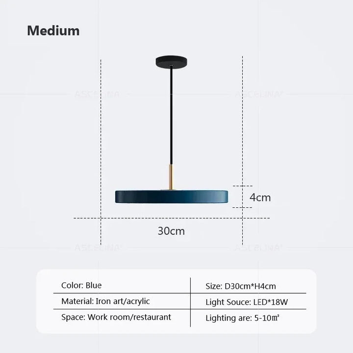 Moderne LED Pendelleuchte – 23/30cm Scheibenhängelampe für Schlafzimmer, Wohnzimmer, Büro und Gang – Dimmbares LED Deckenlicht