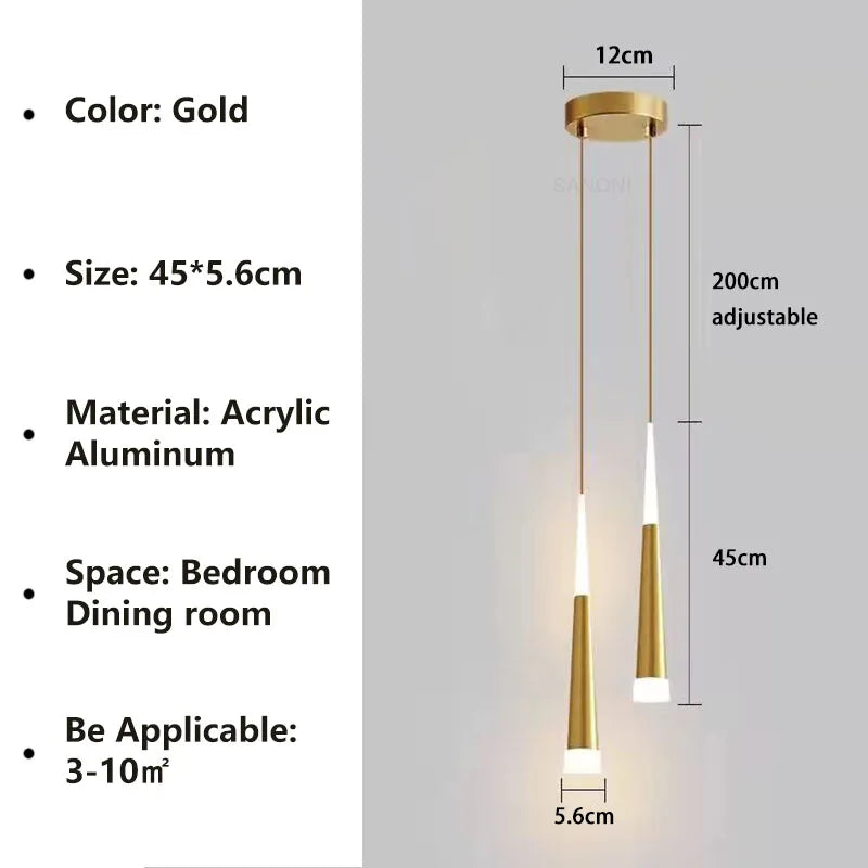 Nordic LED Pendelleuchte – Lange Hängeleuchte für Schlafzimmer, Wohnzimmer, Esszimmer und Arbeitszimmer – Moderne Wohnkultur Lichtobjekt