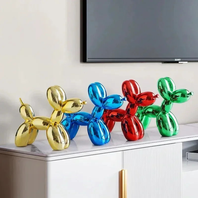 Nordic Balloon Dog Skulptur Harz Tier Ornament Kunstskulpturen und Figuren Bastel Heimdekoration Raum Schreibtisch Zubehör