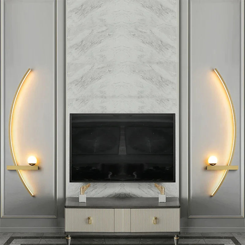 Moderne LED-Wandlampe Schwarz Gold - Schlankes Langstreifen-Design für vielseitige Beleuchtung