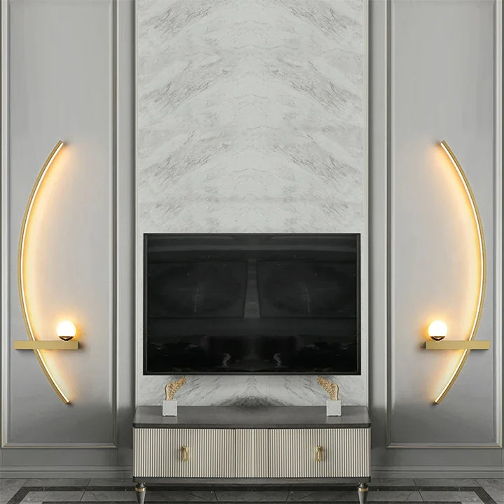 Moderne LED-Wandlampe Schwarz Gold - Schlankes Langstreifen-Design für vielseitige Beleuchtung