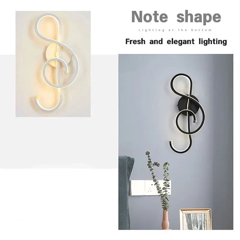 Moderne LED Wandleuchte - Musikalische Note Wandlampe für Schlafzimmer, Wohnzimmer und Büro, Berührung Ein/Aus, Auf- und Abwärts Lichtrichtung, Innenraum Dekoration