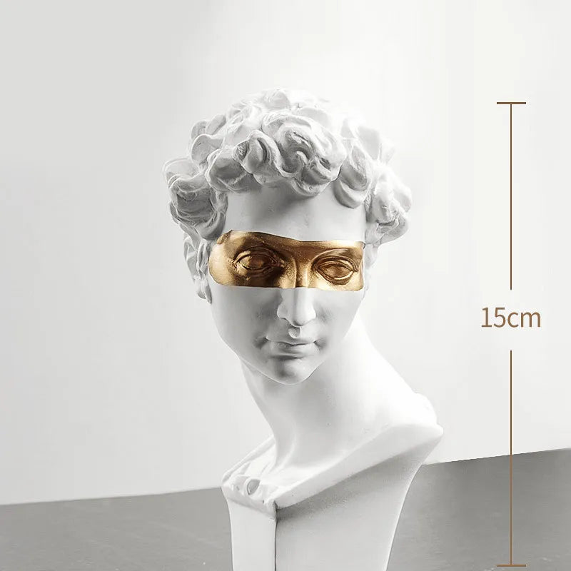 Statuen zur Dekoration, 15 cm, David, Couchtisch, Wohnkultur, Ornamente, Büste eines Zimmers aus Gips, weißem Harz, dekorative Kunstskulptur