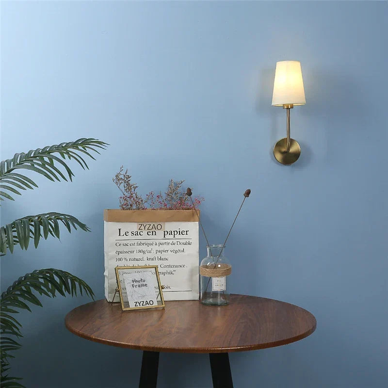 Nordic Minimalismus LED Wandleuchte – Moderner Leinenlampenschirm für Wohnzimmer, Schlafzimmer und Treppendekor