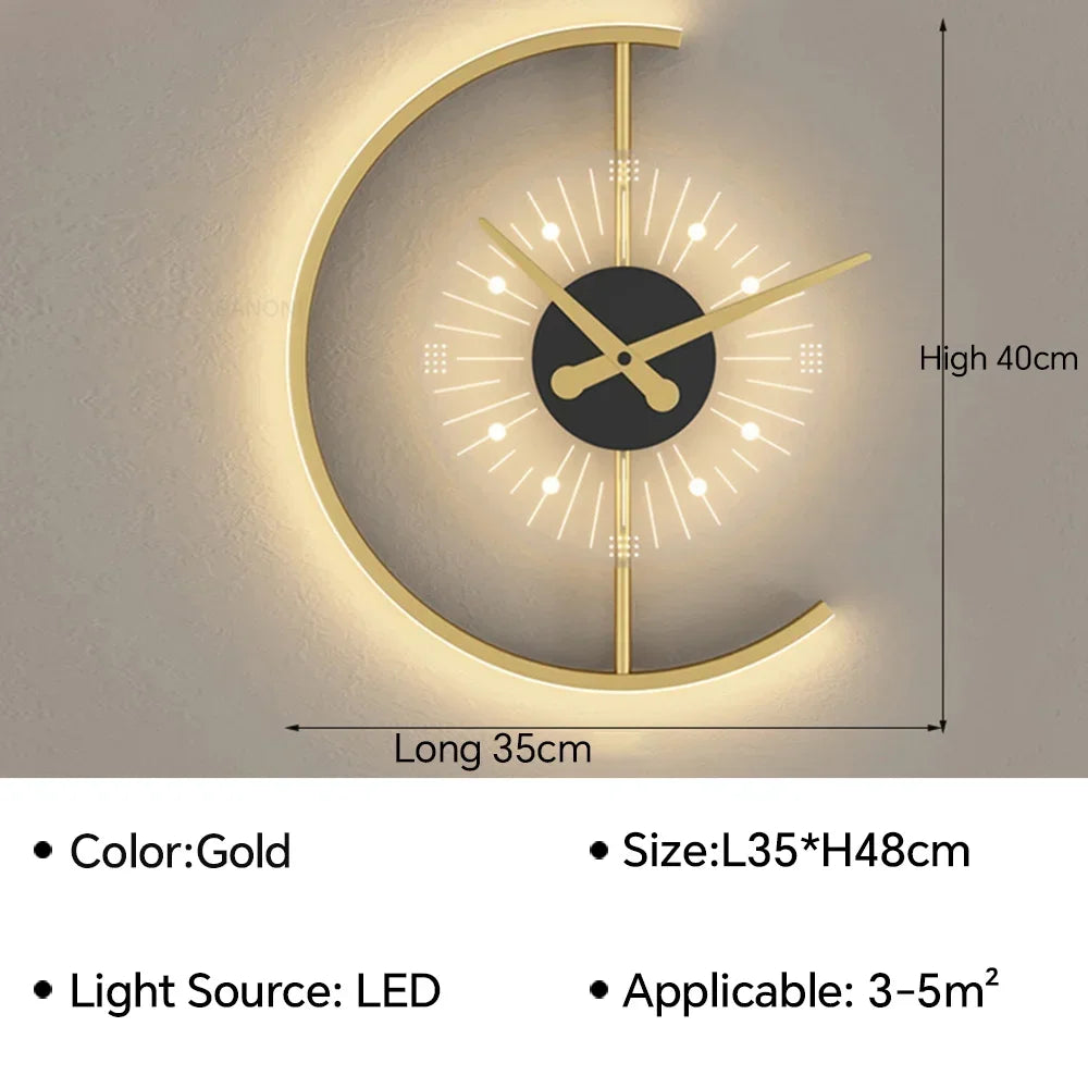Moderne LED-Uhr Wandleuchte – Stylische wandmontierte Lampe für Schlafzimmer, Wohnzimmer und Wohnkultur