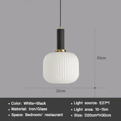 Moderne Nordische Glas Pendelleuchte – Einzelkopf LED Hängeleuchte für Esszimmer, Schlafzimmer, Café und Studium – Weiß, Grün, Cognac & Mehr