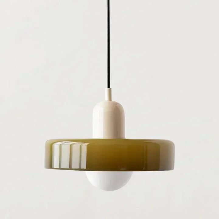 Nordic Glas Pendelleuchte – Moderne LED Hängeleuchte für Wohnzimmer, Schlafzimmer, Esszimmer und Bar, 3 Bonbonfarben