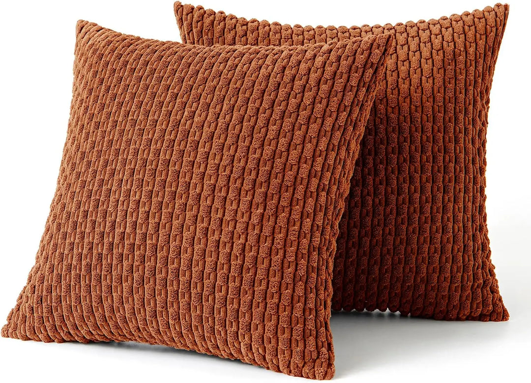 Weiches geripptes Samt Dekokissen mit Streifen im Boho-Stil für Sofa und Bett