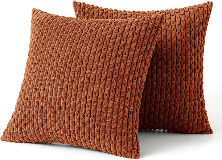 Weiches geripptes Samt Dekokissen mit Streifen im Boho-Stil für Sofa und Bett