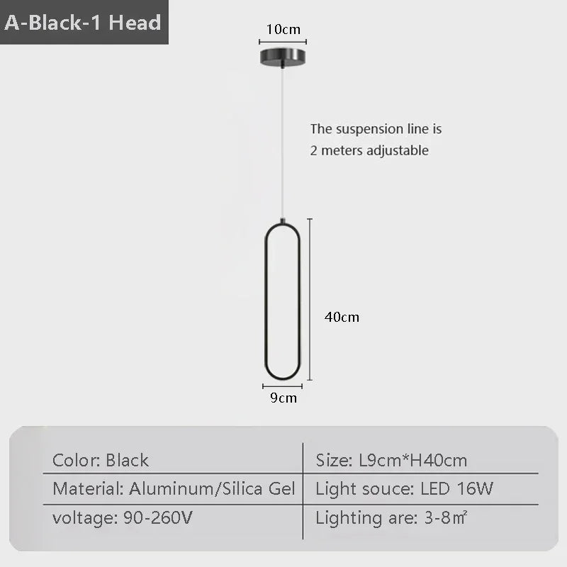 Moderne LED Pendelleuchte – Schwarze und goldene hängende Lampe für Schlafzimmer, Wohnzimmer und Esszimmer – Stilvolle Deckenleuchte für Innenräume