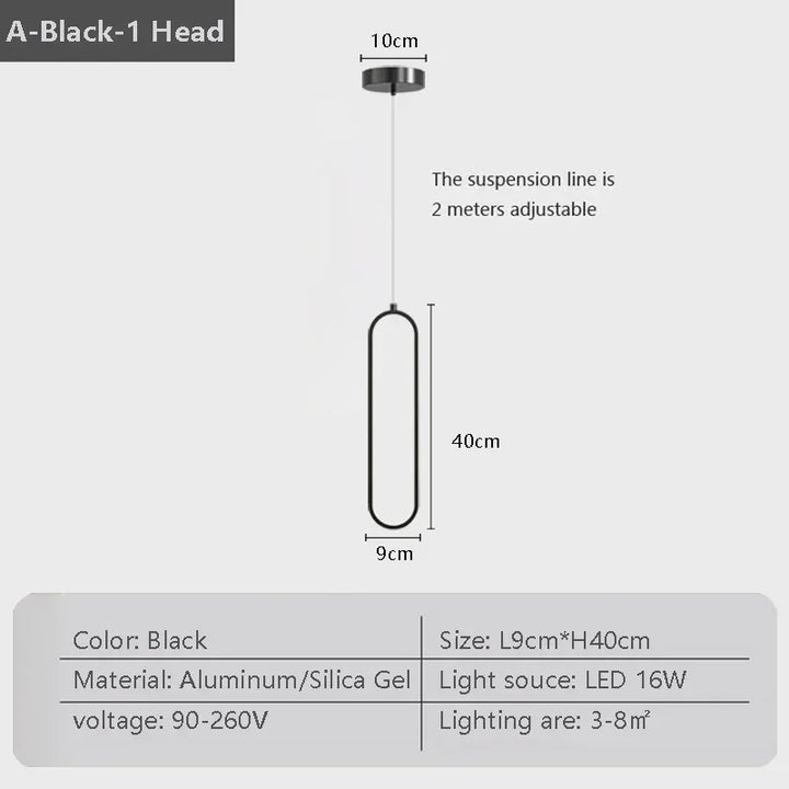 Moderne LED Pendelleuchte – Schwarze und goldene hängende Lampe für Schlafzimmer, Wohnzimmer und Esszimmer – Stilvolle Deckenleuchte für Innenräume
